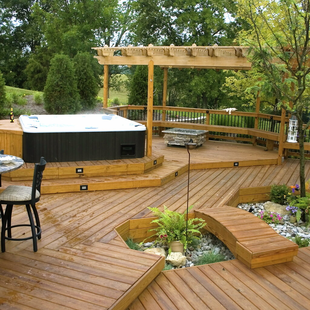 custom deck with hot tub